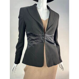 Bebe Satin Waisted Jacket Size 4 Black   Polyester Blend